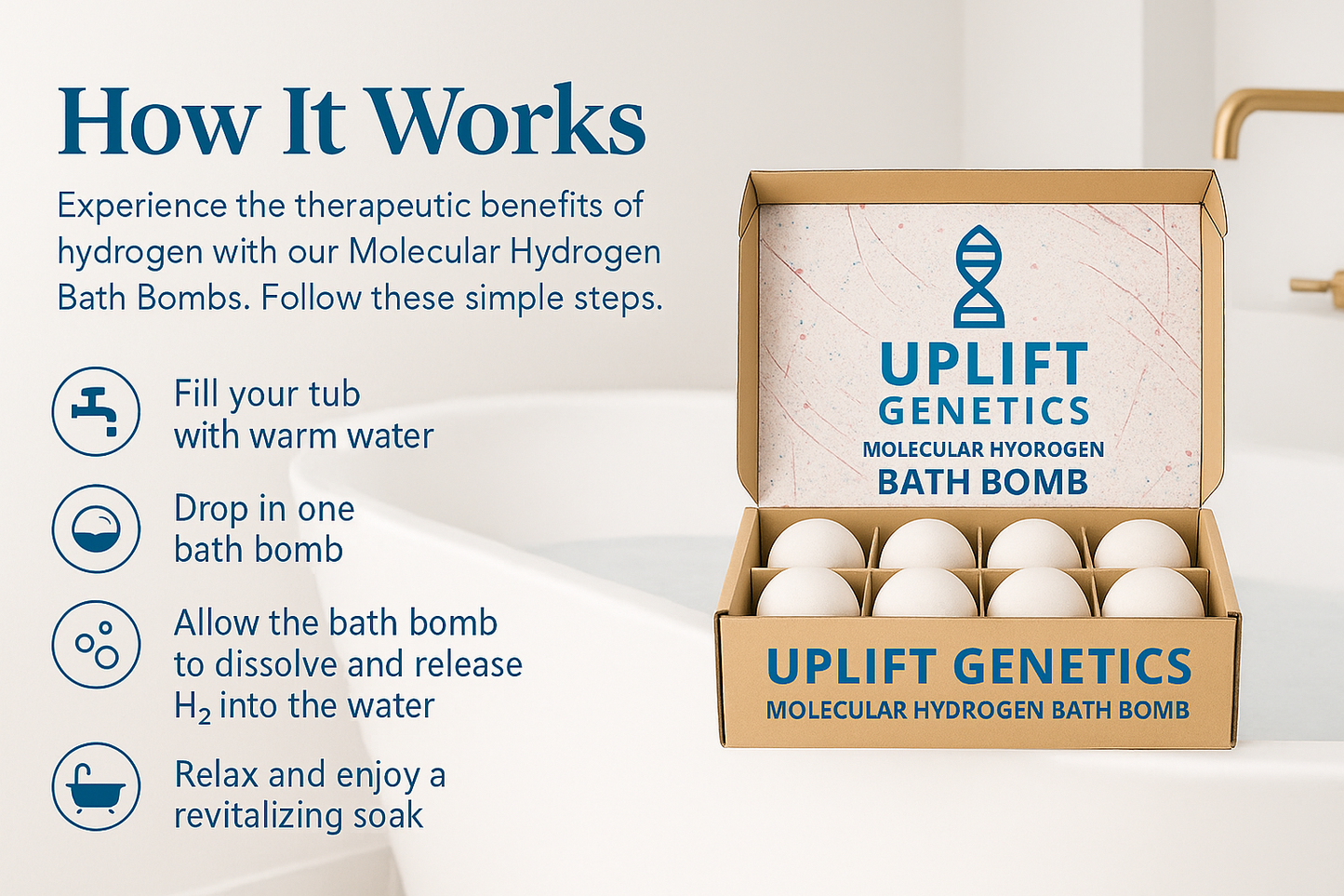 Hydrogen Bath Bomb Subscription (8-Pack, Eucalyptus – Monthly Wellness Soak)